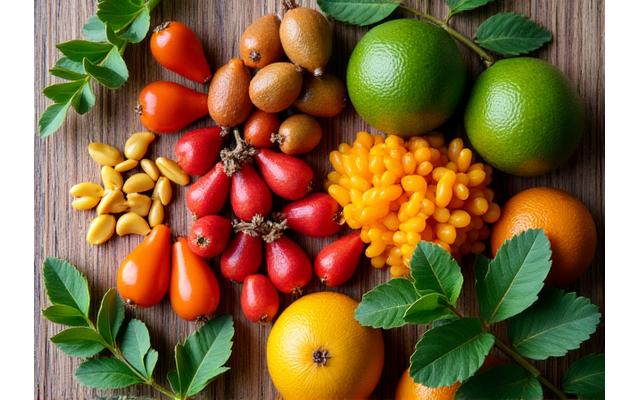 Various native Australian ingredients laid out, ready for cooking.